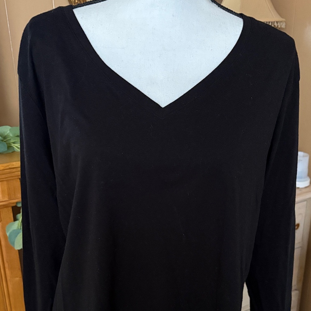 Black V-Neck Women's Top